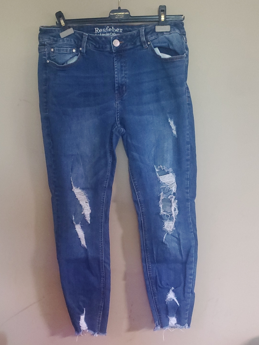 Resfeber Distressed Blue Skinny Boyfriend Jeans Size 16